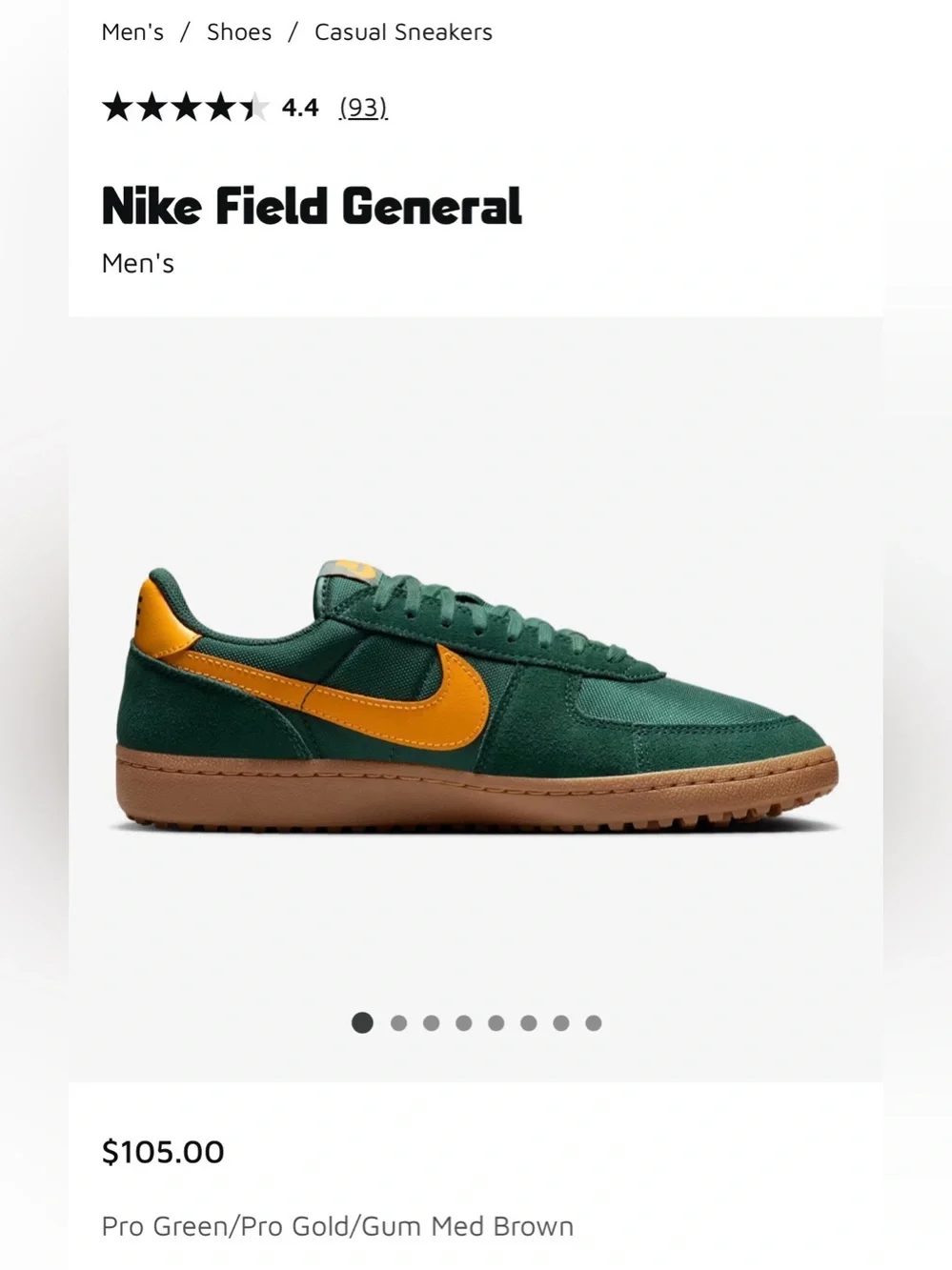 Nike Men's Field General Sneakers in Pro Green and Pro Gold